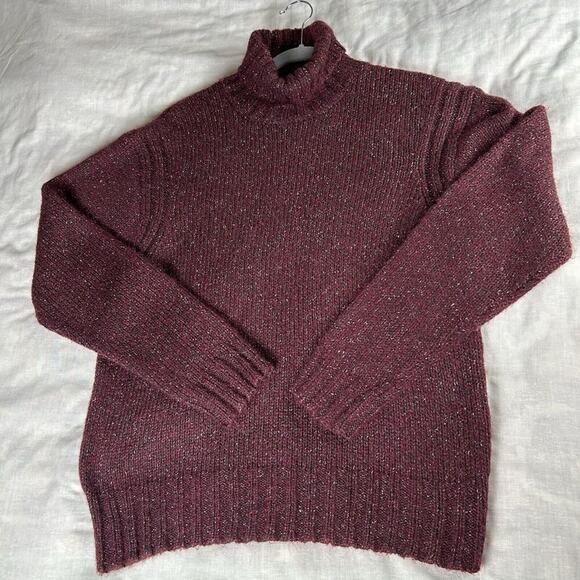 Joseph Abboud Sz L Turtleneck Sweater Burgandy Wool Luxury blend Outdoor cozy - Picture 5 of 10
